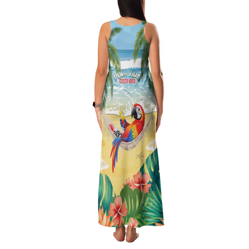 Pura Vida Costa Rica Family Matching Tank Maxi Dress and Hawaiian Shirt Chilling Scarlet Macaw Tropical Vibes - Wonder Print Shop