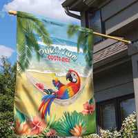 Pura Vida Costa Rica Garden Flag Chilling Scarlet Macaw Tropical Vibes - Wonder Print Shop