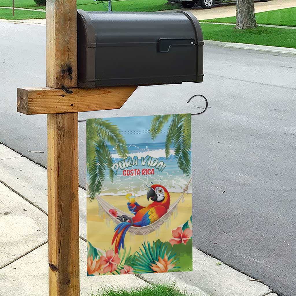 Pura Vida Costa Rica Garden Flag Chilling Scarlet Macaw Tropical Vibes - Wonder Print Shop