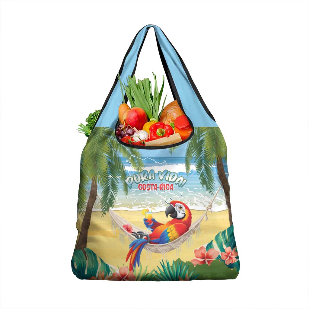 Pura Vida Costa Rica Grocery Bag Chilling Scarlet Macaw Tropical Vibes - Wonder Print Shop