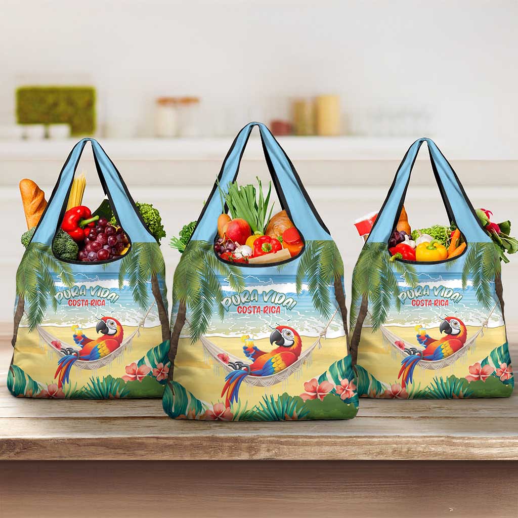 Pura Vida Costa Rica Grocery Bag Chilling Scarlet Macaw Tropical Vibes - Wonder Print Shop