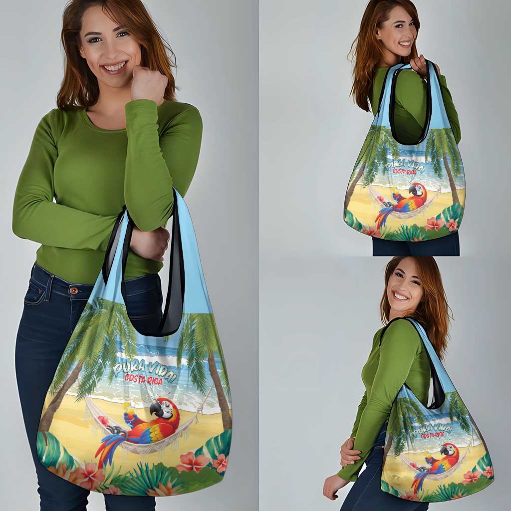Pura Vida Costa Rica Grocery Bag Chilling Scarlet Macaw Tropical Vibes - Wonder Print Shop