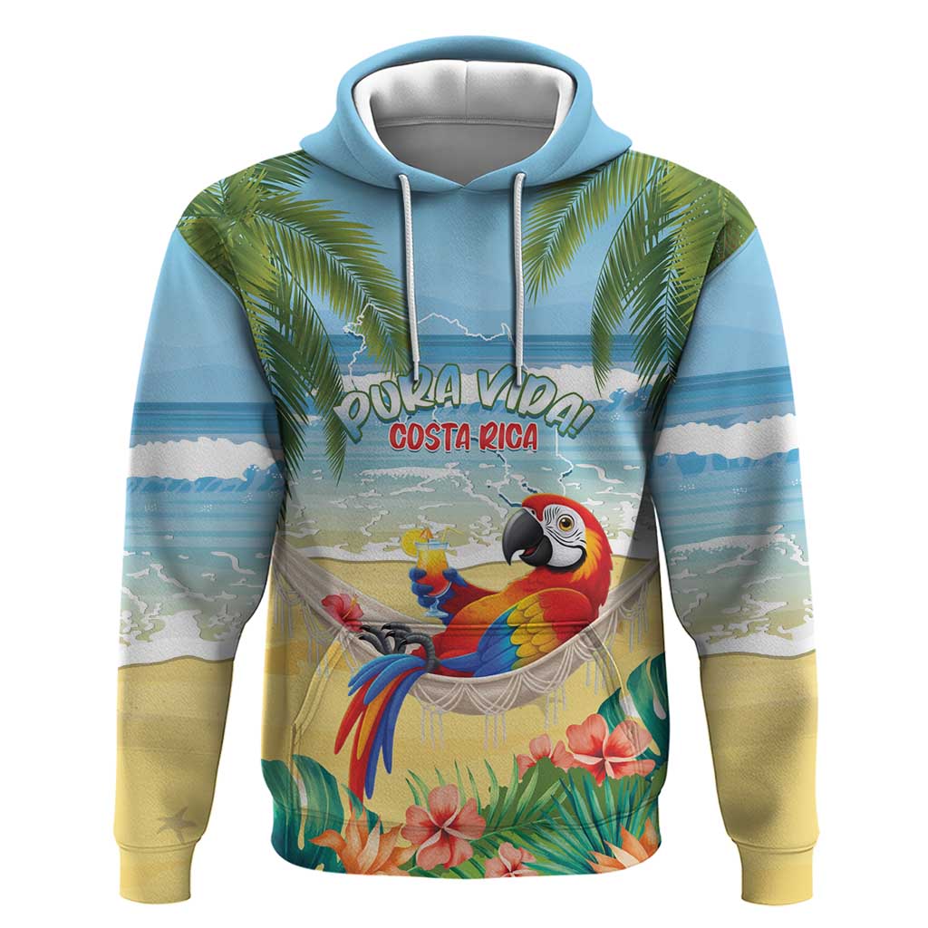Pura Vida Costa Rica Hoodie Chilling Scarlet Macaw Tropical Vibes - Wonder Print Shop