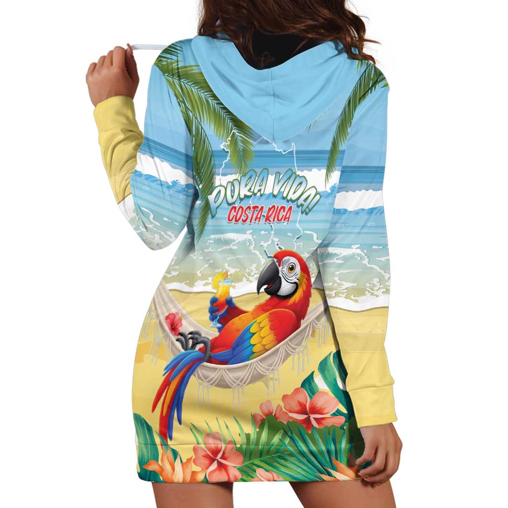 Pura Vida Costa Rica Hoodie Dress Chilling Scarlet Macaw Tropical Vibes - Wonder Print Shop