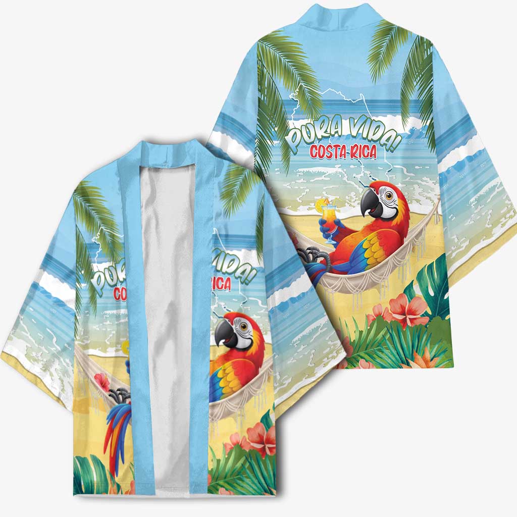 Pura Vida Costa Rica Kimono Chilling Scarlet Macaw Tropical Vibes - Wonder Print Shop