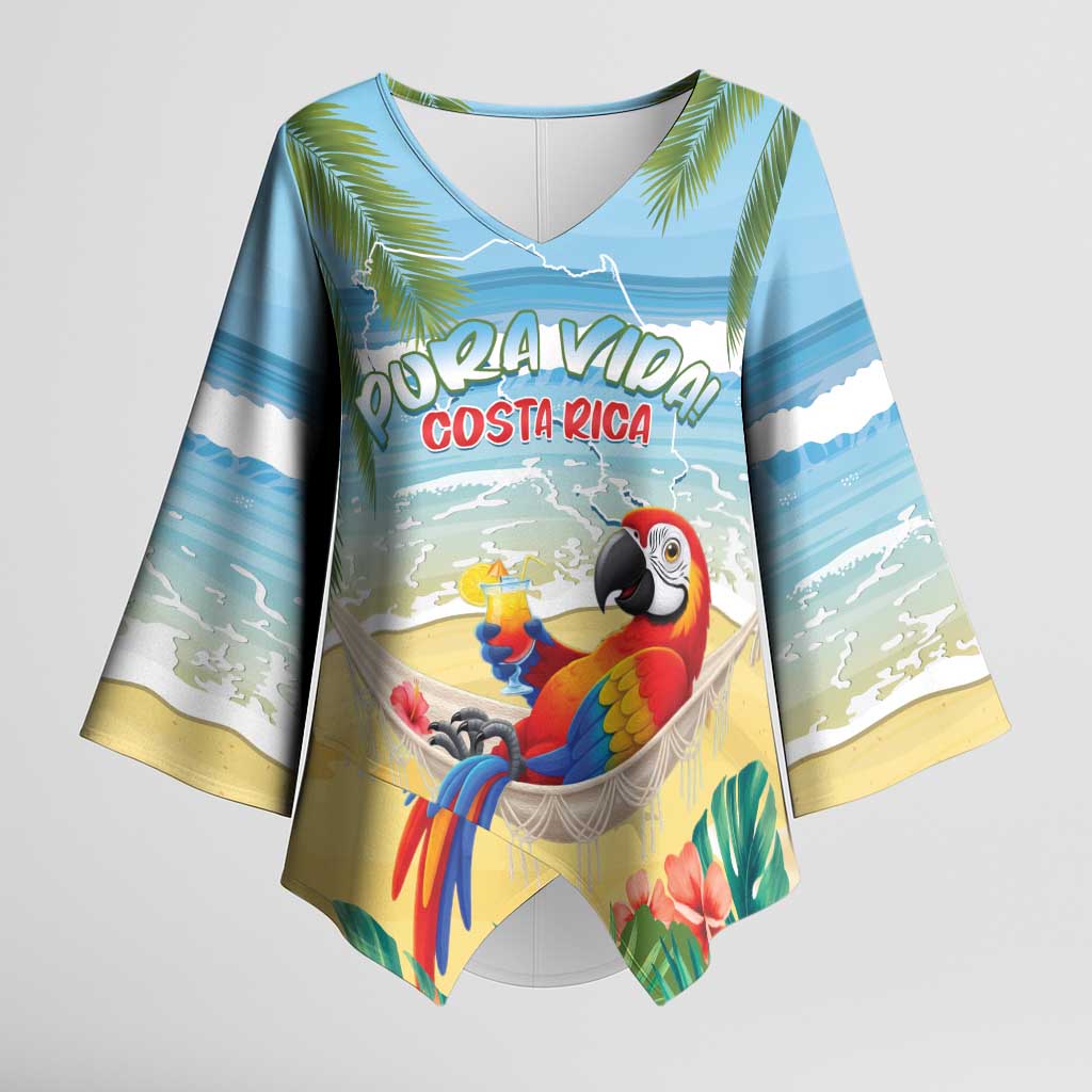 Pura Vida Costa Rica Kimono Sleeve Blouse Chilling Scarlet Macaw Tropical Vibes - Wonder Print Shop