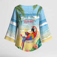 Pura Vida Costa Rica Kimono Sleeve Blouse Chilling Scarlet Macaw Tropical Vibes - Wonder Print Shop
