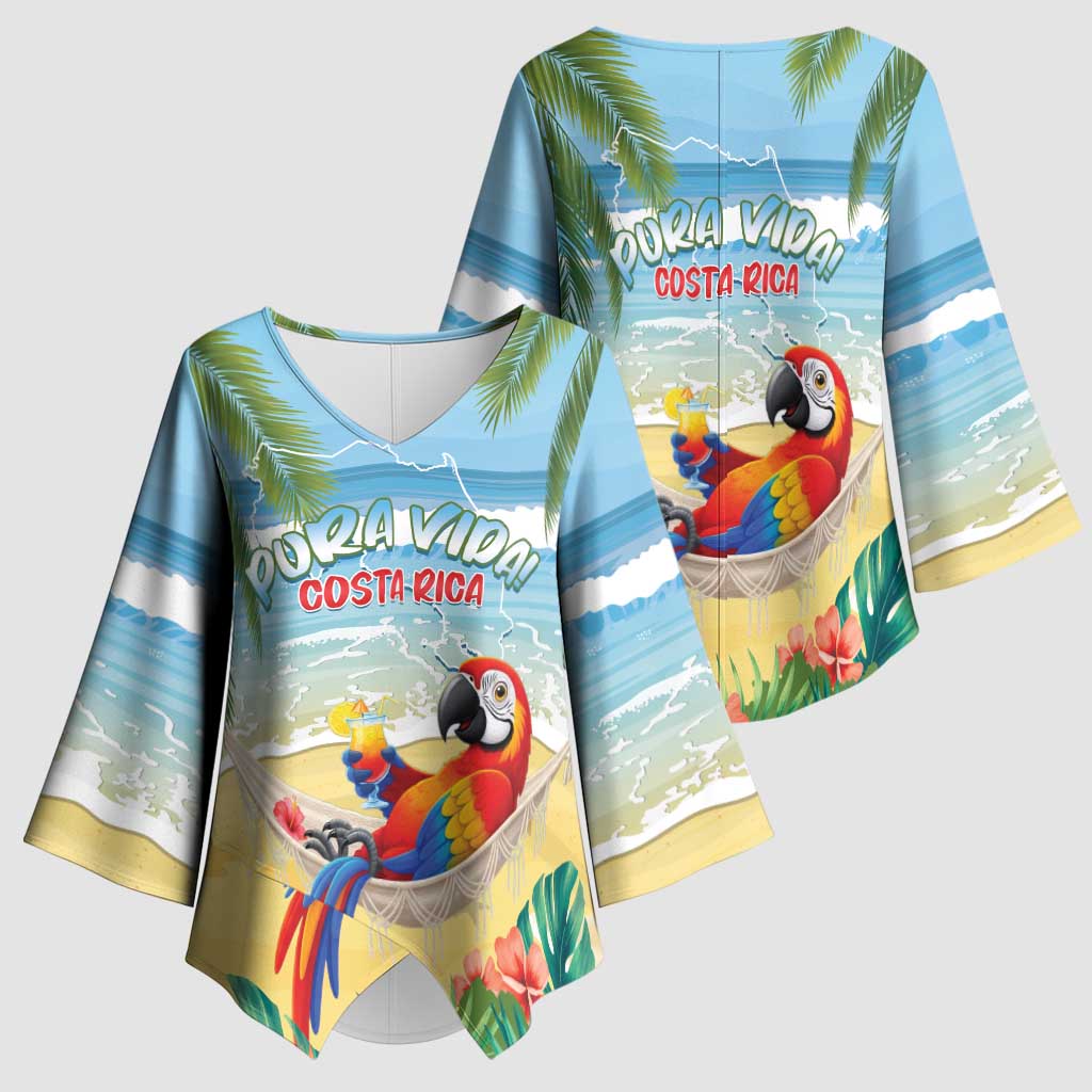 Pura Vida Costa Rica Kimono Sleeve Blouse Chilling Scarlet Macaw Tropical Vibes - Wonder Print Shop
