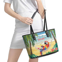 Pura Vida Costa Rica Leather Tote Bag Chilling Scarlet Macaw Tropical Vibes - Wonder Print Shop