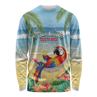Pura Vida Costa Rica Long Sleeve Shirt Chilling Scarlet Macaw Tropical Vibes - Wonder Print Shop