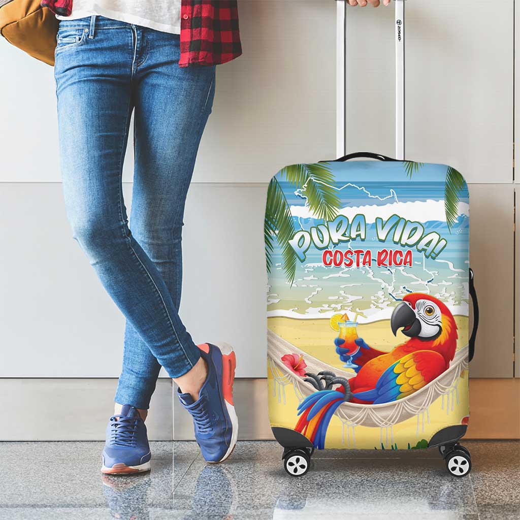 Pura Vida Costa Rica Luggage Cover Chilling Scarlet Macaw Tropical Vibes - Wonder Print Shop