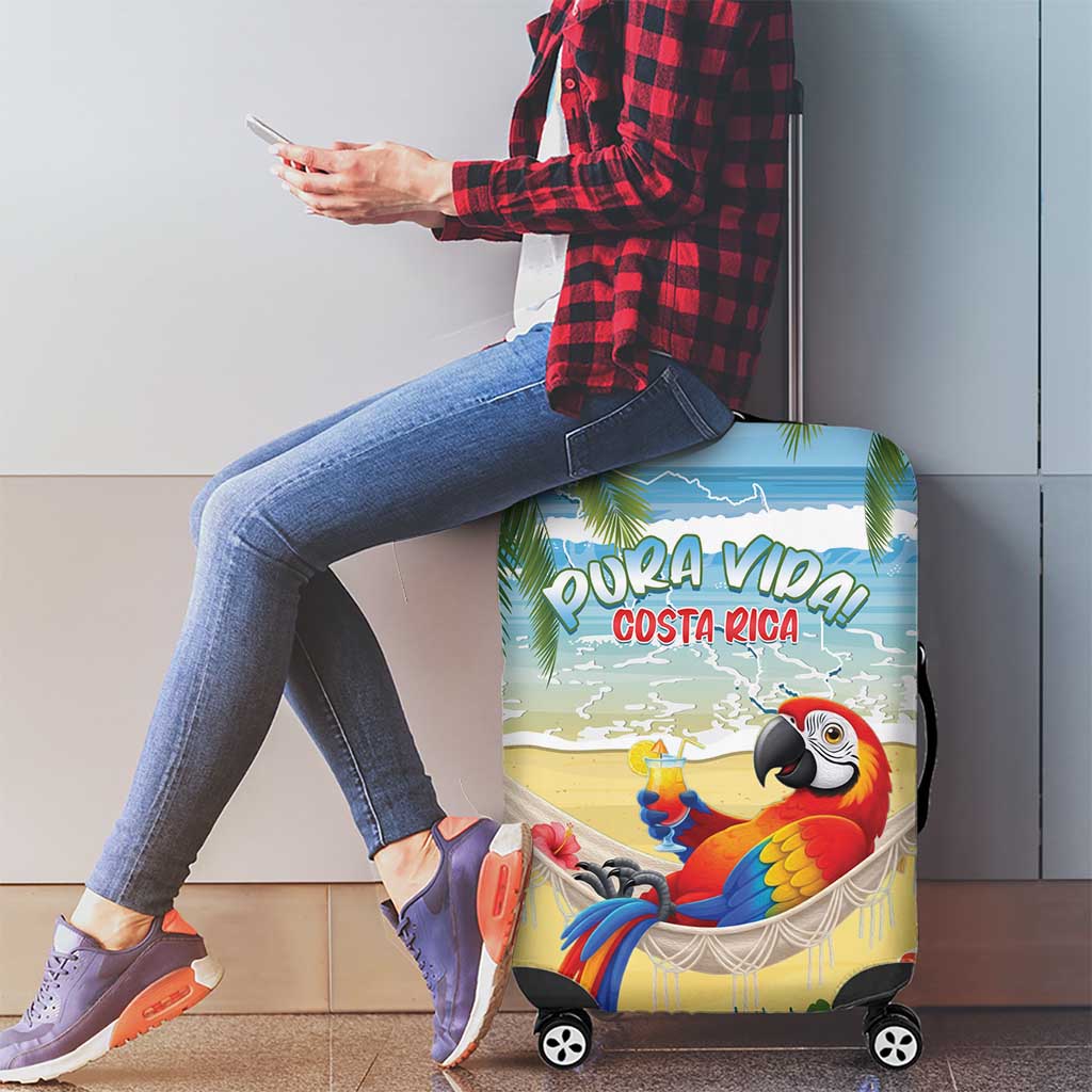 Pura Vida Costa Rica Luggage Cover Chilling Scarlet Macaw Tropical Vibes - Wonder Print Shop
