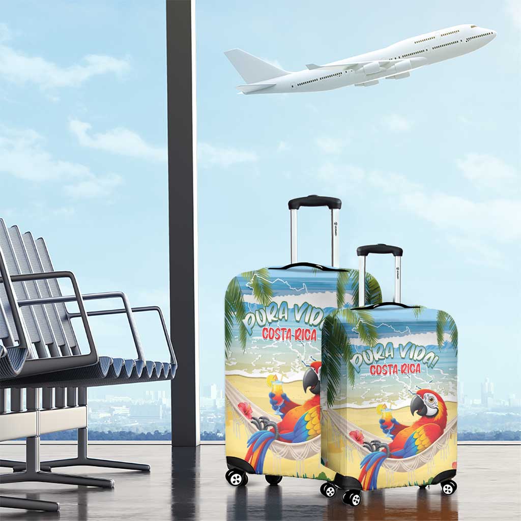 Pura Vida Costa Rica Luggage Cover Chilling Scarlet Macaw Tropical Vibes - Wonder Print Shop