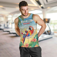 Pura Vida Costa Rica Men Tank Top Chilling Scarlet Macaw Tropical Vibes - Wonder Print Shop