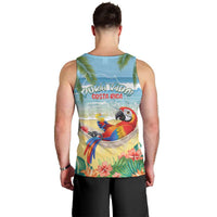 Pura Vida Costa Rica Men Tank Top Chilling Scarlet Macaw Tropical Vibes - Wonder Print Shop
