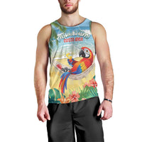 Pura Vida Costa Rica Men Tank Top Chilling Scarlet Macaw Tropical Vibes - Wonder Print Shop