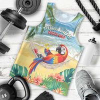 Pura Vida Costa Rica Men Tank Top Chilling Scarlet Macaw Tropical Vibes - Wonder Print Shop
