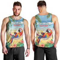 Pura Vida Costa Rica Men Tank Top Chilling Scarlet Macaw Tropical Vibes - Wonder Print Shop