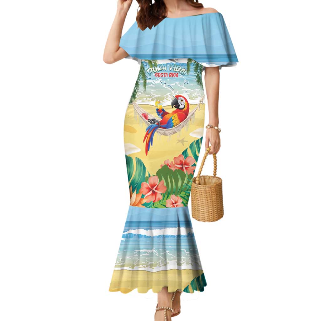 Pura Vida Costa Rica Mermaid Dress Chilling Scarlet Macaw Tropical Vibes - Wonder Print Shop