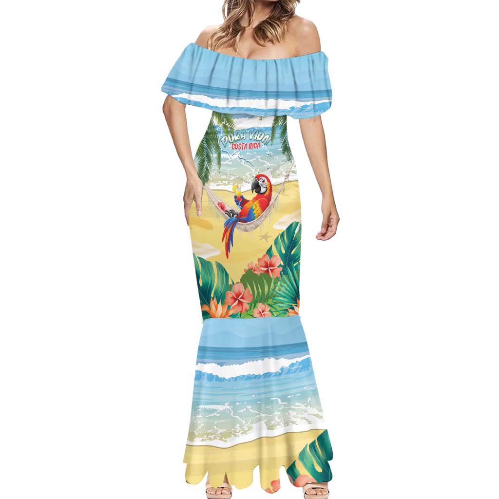 Pura Vida Costa Rica Mermaid Dress Chilling Scarlet Macaw Tropical Vibes - Wonder Print Shop