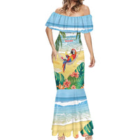 Pura Vida Costa Rica Mermaid Dress Chilling Scarlet Macaw Tropical Vibes - Wonder Print Shop
