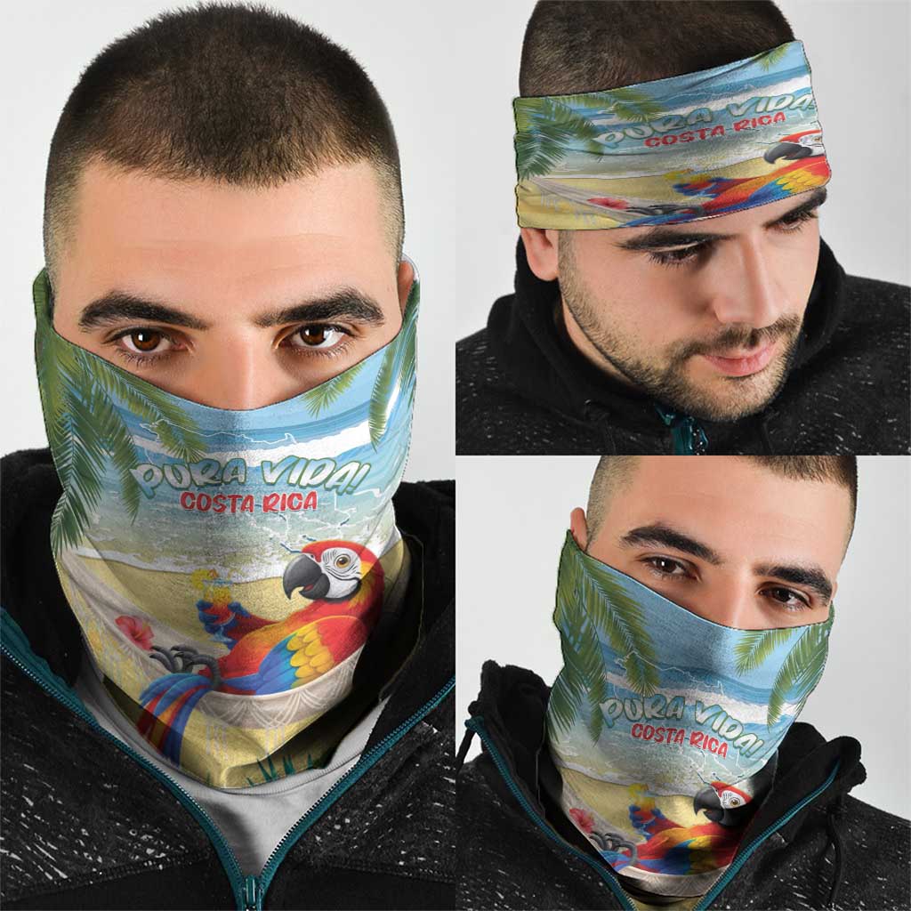 Pura Vida Costa Rica Neck Gaiter Chilling Scarlet Macaw Tropical Vibes - Wonder Print Shop