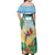 Pura Vida Costa Rica Off Shoulder Maxi Dress Chilling Scarlet Macaw Tropical Vibes - Wonder Print Shop