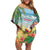 Pura Vida Costa Rica Off Shoulder Short Dress Chilling Scarlet Macaw Tropical Vibes - Wonder Print Shop