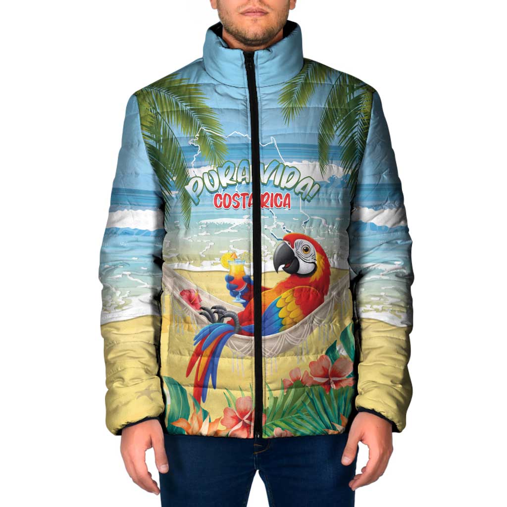 Pura Vida Costa Rica Padded Jacket Chilling Scarlet Macaw Tropical Vibes - Wonder Print Shop