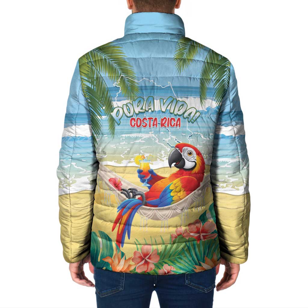 Pura Vida Costa Rica Padded Jacket Chilling Scarlet Macaw Tropical Vibes - Wonder Print Shop