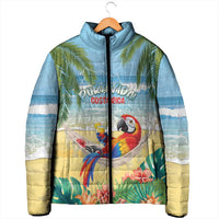 Pura Vida Costa Rica Padded Jacket Chilling Scarlet Macaw Tropical Vibes - Wonder Print Shop
