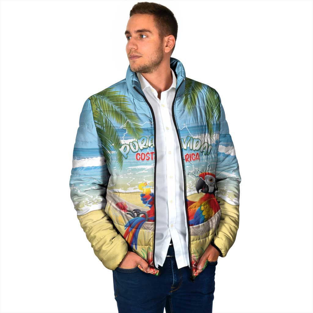 Pura Vida Costa Rica Padded Jacket Chilling Scarlet Macaw Tropical Vibes - Wonder Print Shop