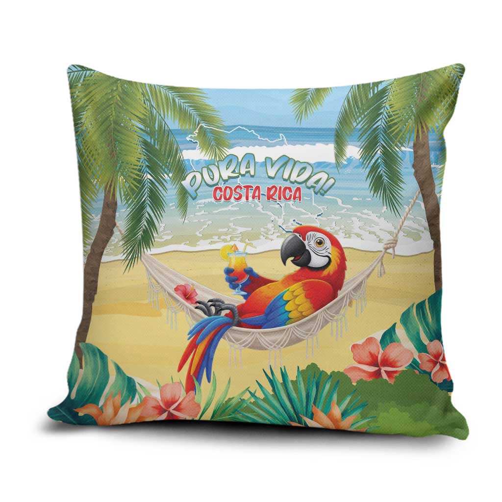 Pura Vida Costa Rica Pillow Cover Chilling Scarlet Macaw Tropical Vibes - Wonder Print Shop