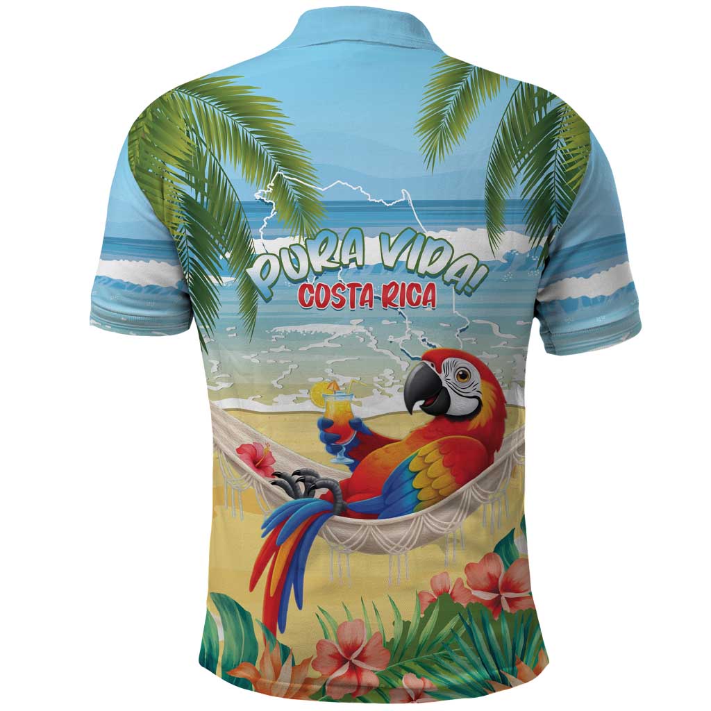 Pura Vida Costa Rica Polo Shirt Chilling Scarlet Macaw Tropical Vibes - Wonder Print Shop