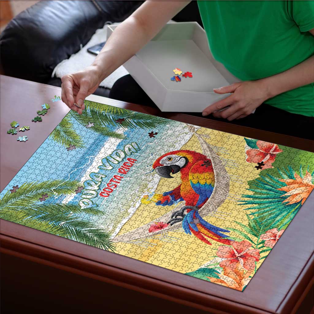 Pura Vida Costa Rica Puzzle Chilling Scarlet Macaw Tropical Vibes - Wonder Print Shop