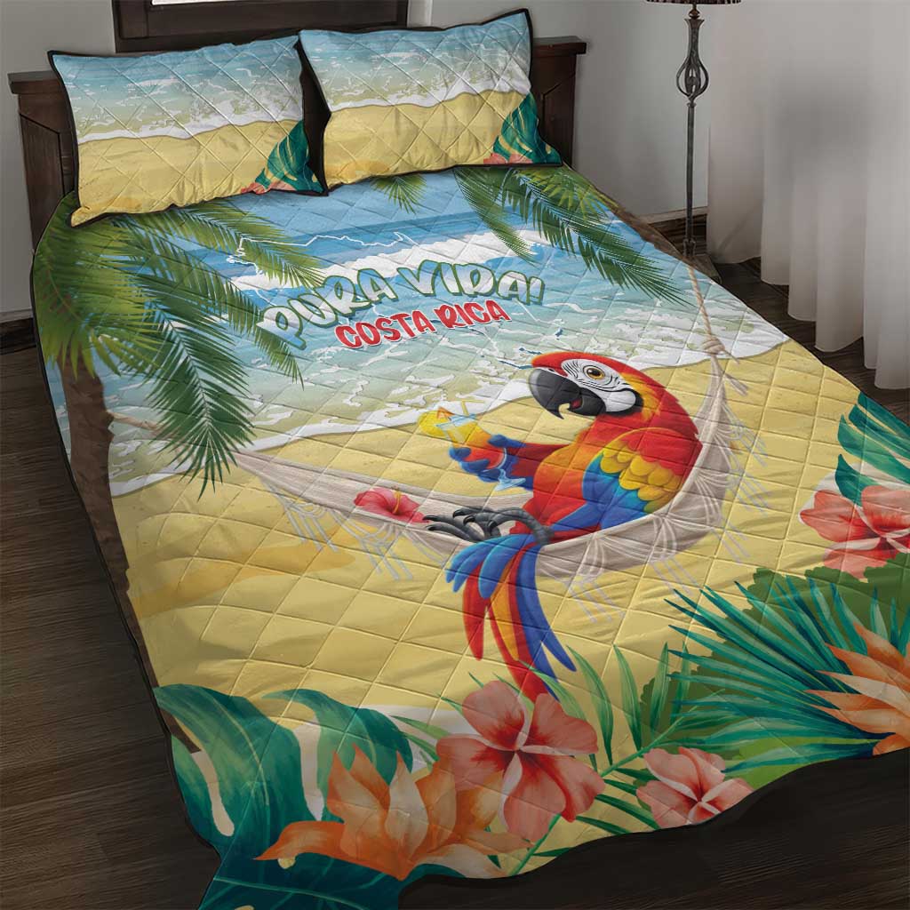 Pura Vida Costa Rica Quilt Bed Set Chilling Scarlet Macaw Tropical Vibes - Wonder Print Shop