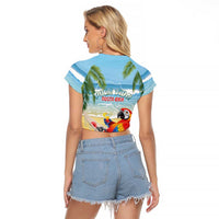 Pura Vida Costa Rica Raglan Cropped T Shirt Chilling Scarlet Macaw Tropical Vibes - Wonder Print Shop