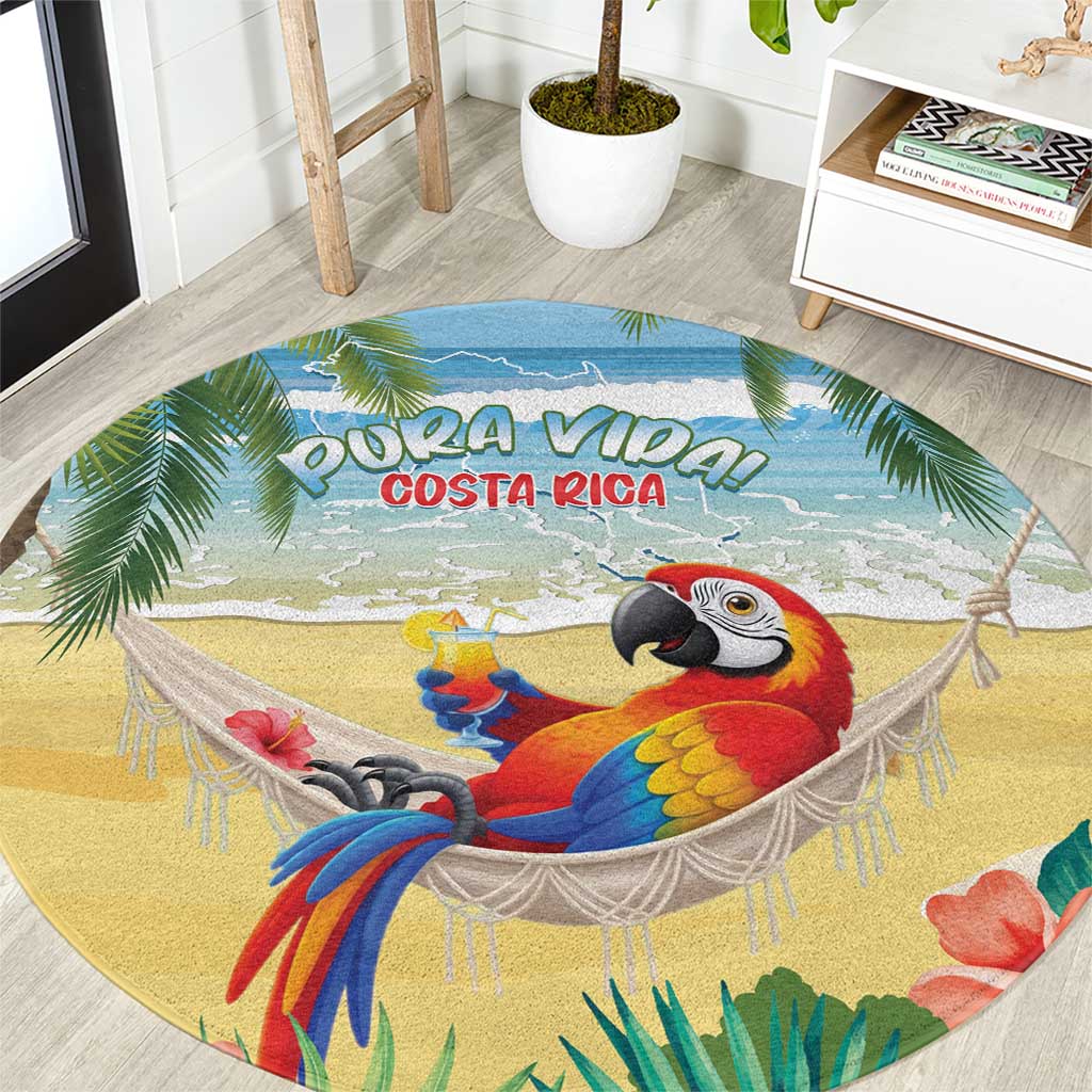 Pura Vida Costa Rica Round Carpet Chilling Scarlet Macaw Tropical Vibes - Wonder Print Shop