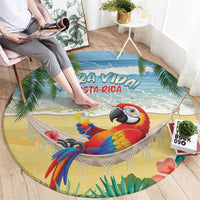 Pura Vida Costa Rica Round Carpet Chilling Scarlet Macaw Tropical Vibes - Wonder Print Shop