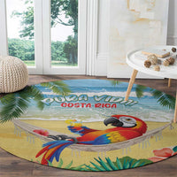 Pura Vida Costa Rica Round Carpet Chilling Scarlet Macaw Tropical Vibes - Wonder Print Shop