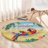 Pura Vida Costa Rica Round Carpet Chilling Scarlet Macaw Tropical Vibes - Wonder Print Shop