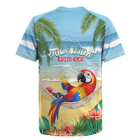 Pura Vida Costa Rica Rugby Jersey Chilling Scarlet Macaw Tropical Vibes - Wonder Print Shop