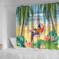 Pura Vida Costa Rica Shower Curtain Chilling Scarlet Macaw Tropical Vibes - Wonder Print Shop
