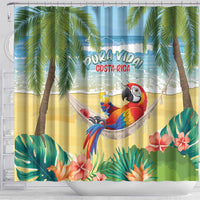 Pura Vida Costa Rica Shower Curtain Chilling Scarlet Macaw Tropical Vibes - Wonder Print Shop