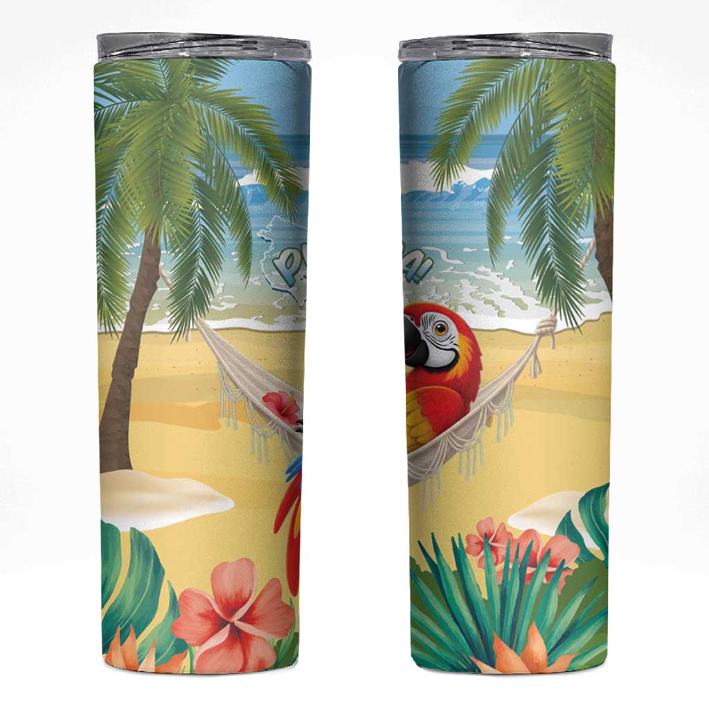 Pura Vida Costa Rica Skinny Tumbler Chilling Scarlet Macaw Tropical Vibes - Wonder Print Shop