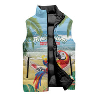 Pura Vida Costa Rica Sleeveless Puffer Jacket Chilling Scarlet Macaw Tropical Vibes - Wonder Print Shop
