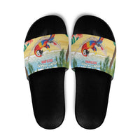 Pura Vida Costa Rica Slide Sandals Chilling Scarlet Macaw Tropical Vibes - Wonder Print Shop