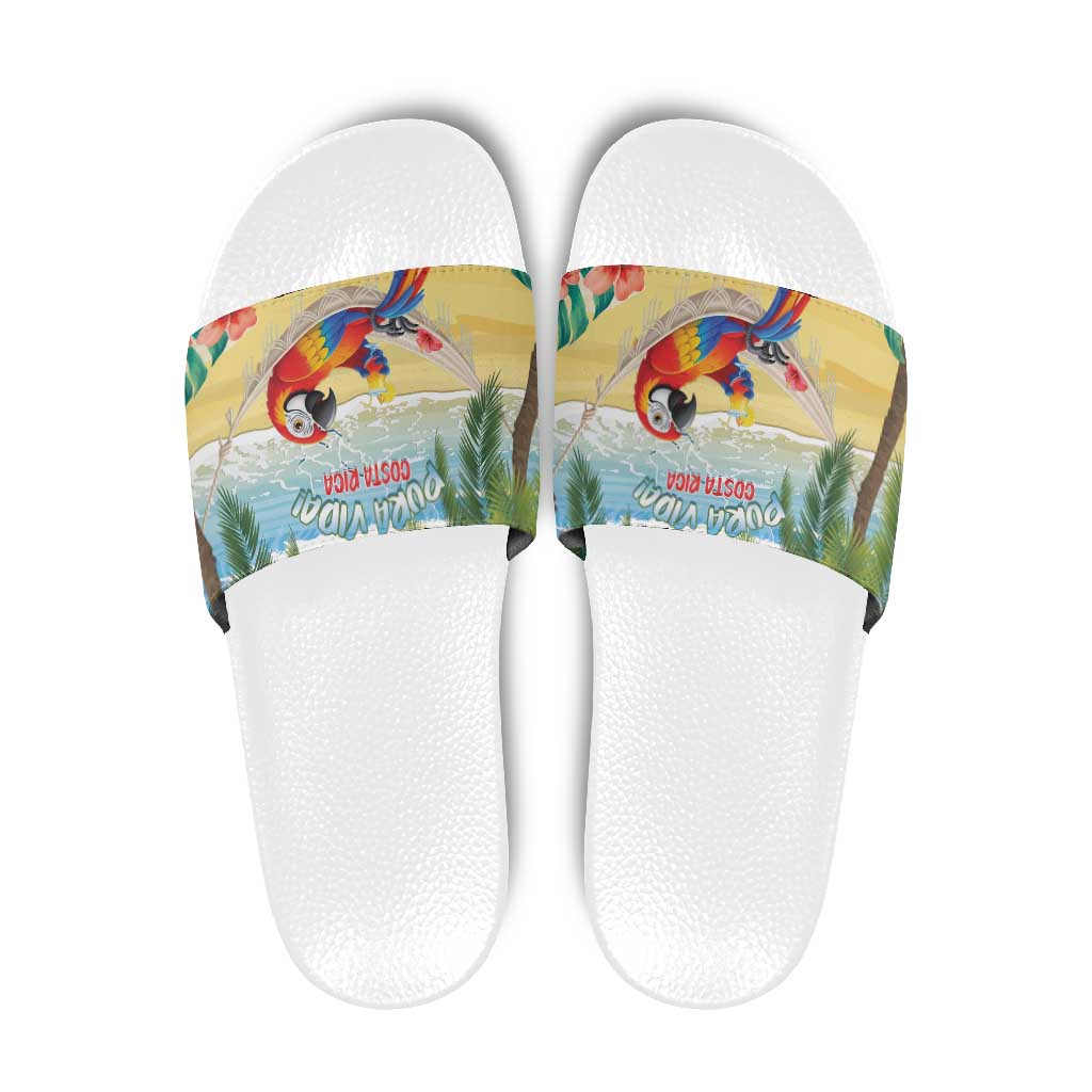 Pura Vida Costa Rica Slide Sandals Chilling Scarlet Macaw Tropical Vibes - Wonder Print Shop