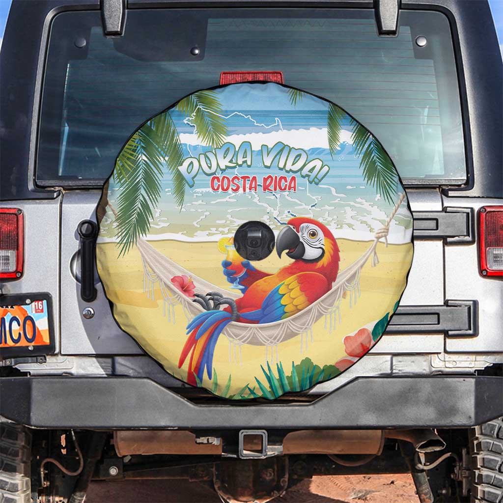 Pura Vida Costa Rica Spare Tire Cover Chilling Scarlet Macaw Tropical Vibes - Wonder Print Shop