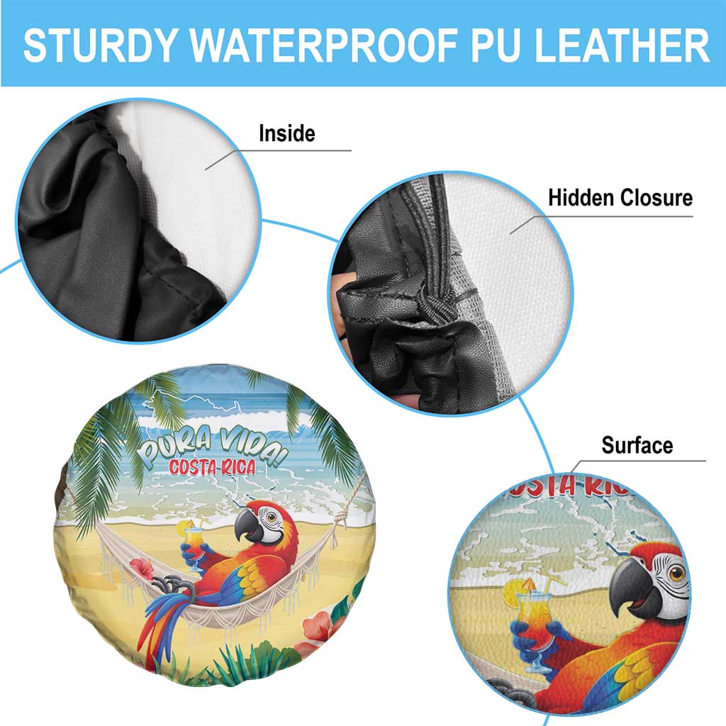 Pura Vida Costa Rica Spare Tire Cover Chilling Scarlet Macaw Tropical Vibes - Wonder Print Shop